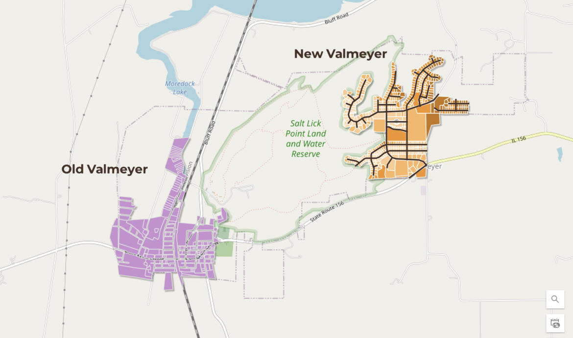 Valmeyer Town Relocation Map with parcels